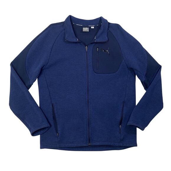 Puma Jacket Mens XL Extra Large Royal Blue Cotton Blend Evostripe Full Zip - Picture 1 of 13